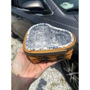 Longaberger‎ Little Love Heart basket blue toile set VALENTINES
